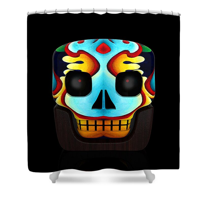 Skull Shower Curtain featuring the painting Block Skull by Amy Ferrari