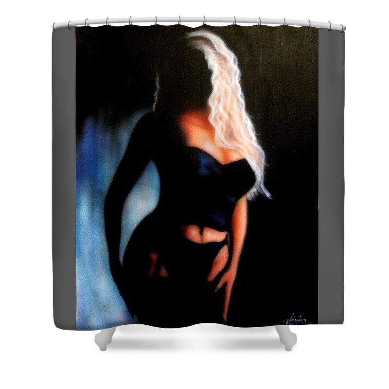Blonde Shower Curtain featuring the painting Blonde Woman by Robert Salyers