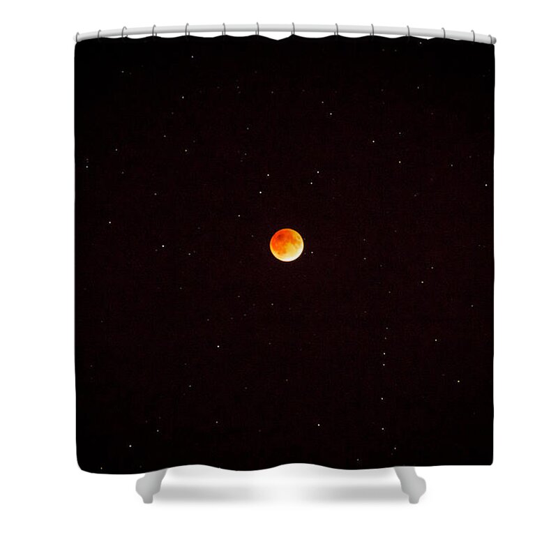 Eclipse Shower Curtain featuring the photograph Blood Moon and Stars by Jack R Perry