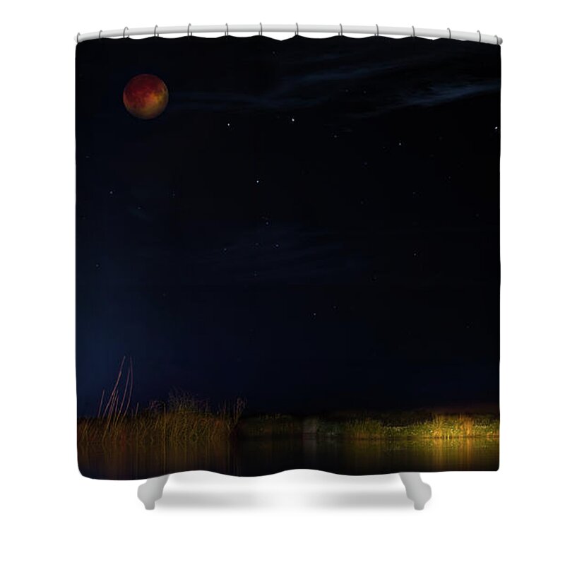 Eclipse Shower Curtain featuring the photograph Blood Moon Country by Mark Andrew Thomas