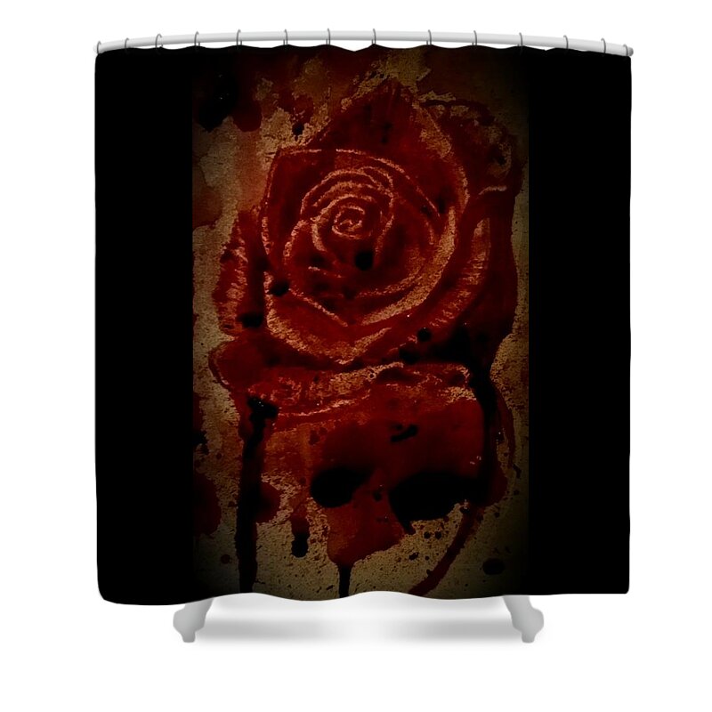 Rose Shower Curtain featuring the painting Blood Rose number 2 by Ryan Almighty
