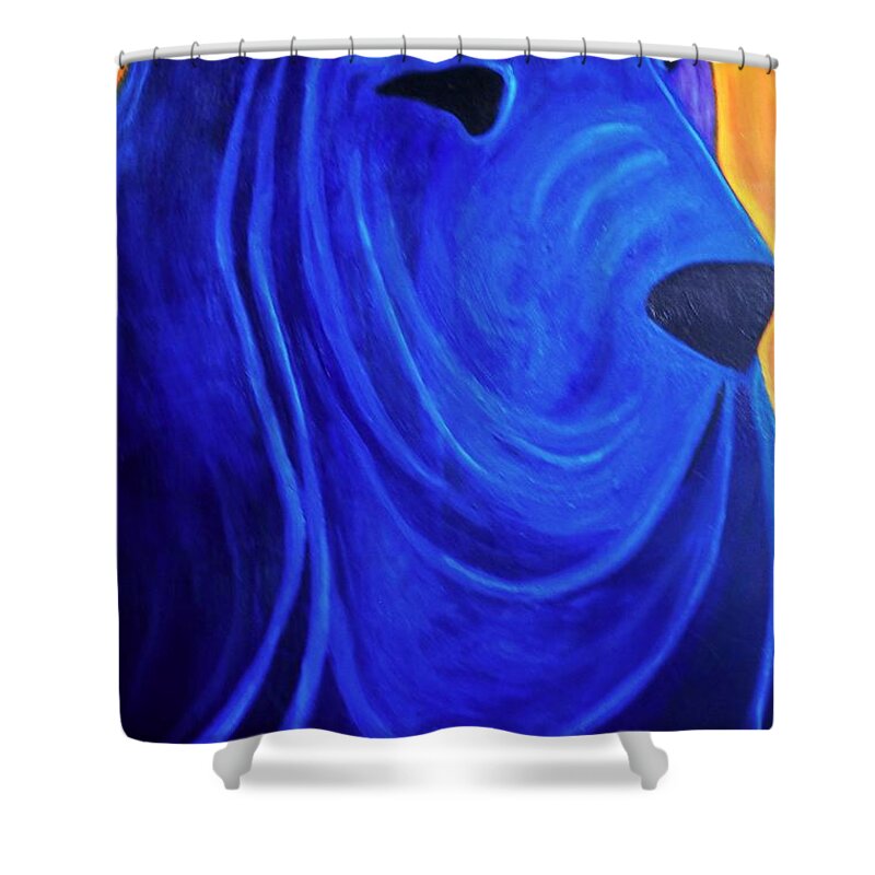 Dogs Art Shower Curtain featuring the painting Bloodhound- BLUEBLOOD II by Laura Grisham