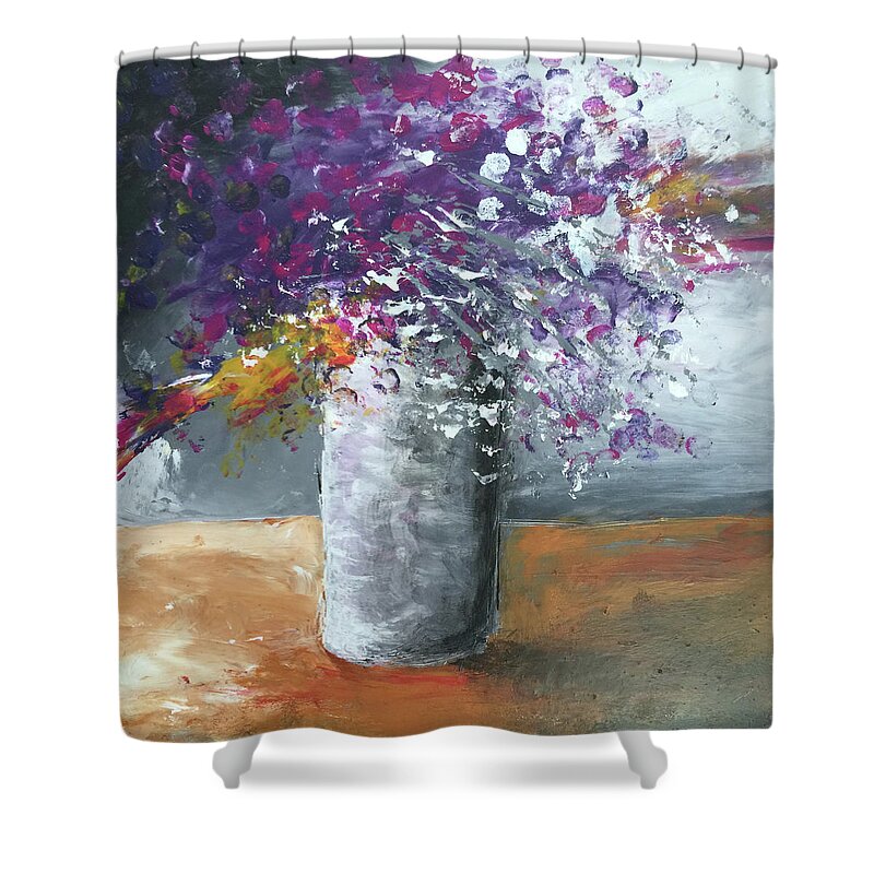 Watrer Shower Curtain featuring the painting Bloom Where You Are Planted by Linda Bailey