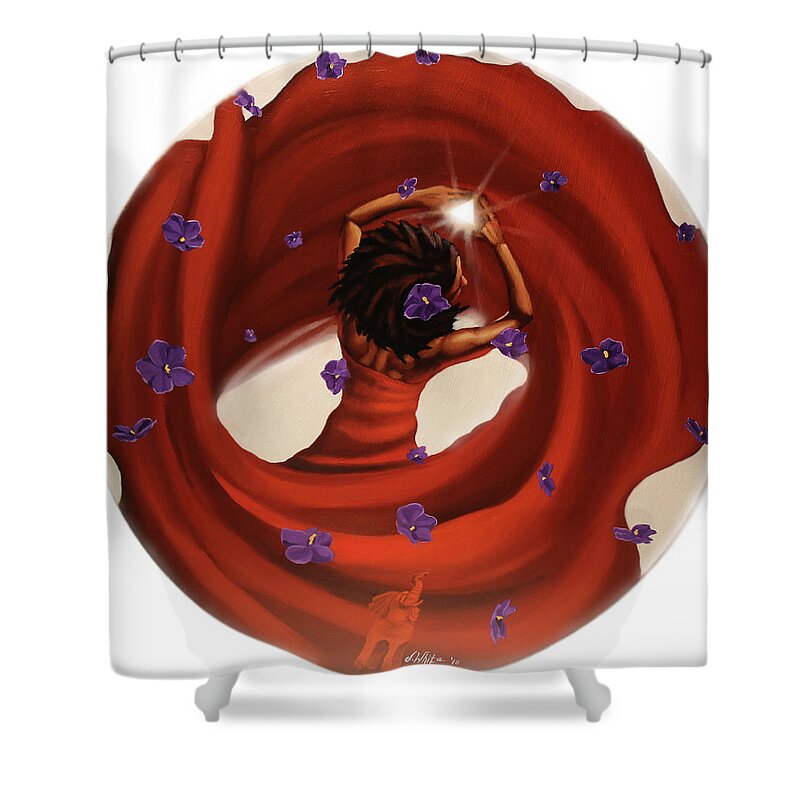Delta Sigma Theta Shower Curtain featuring the painting Blossom in this light by Jerome White