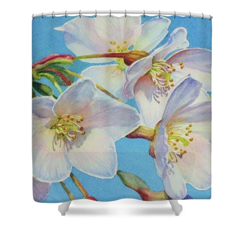 Blossoms Shower Curtain featuring the painting Blossoms by Greg and Linda Halom