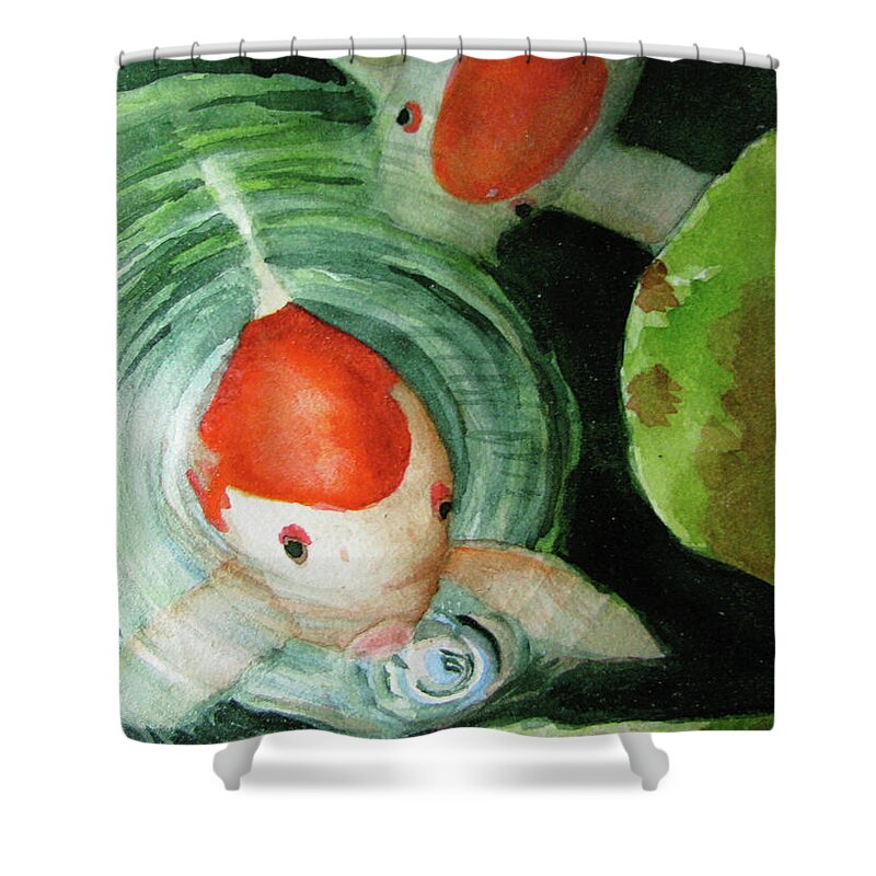 Koi Shower Curtain featuring the painting Blowing Bubbles by April Burton
