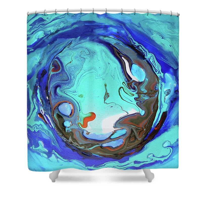 Blue Shower Curtain featuring the painting Blu Lagoon by Madeleine Arnett
