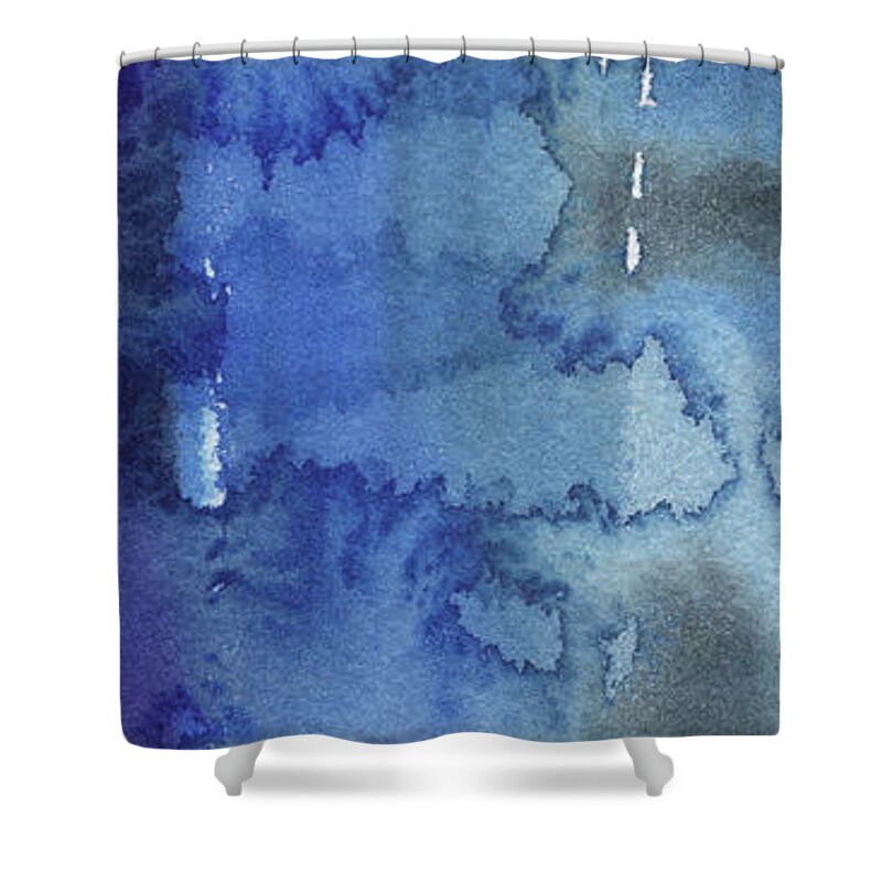 Blue Shower Curtain featuring the painting Blue Abstract Cool Waters III by Irina Sztukowski