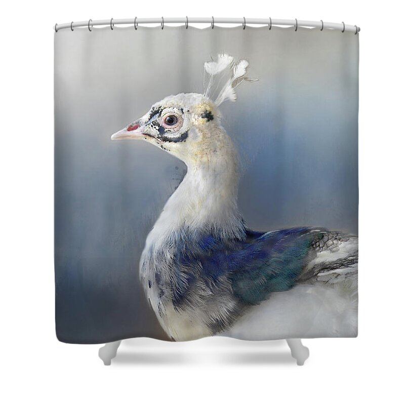  Shower Curtain featuring the digital art Blue and White Beauty by Kathy Russell