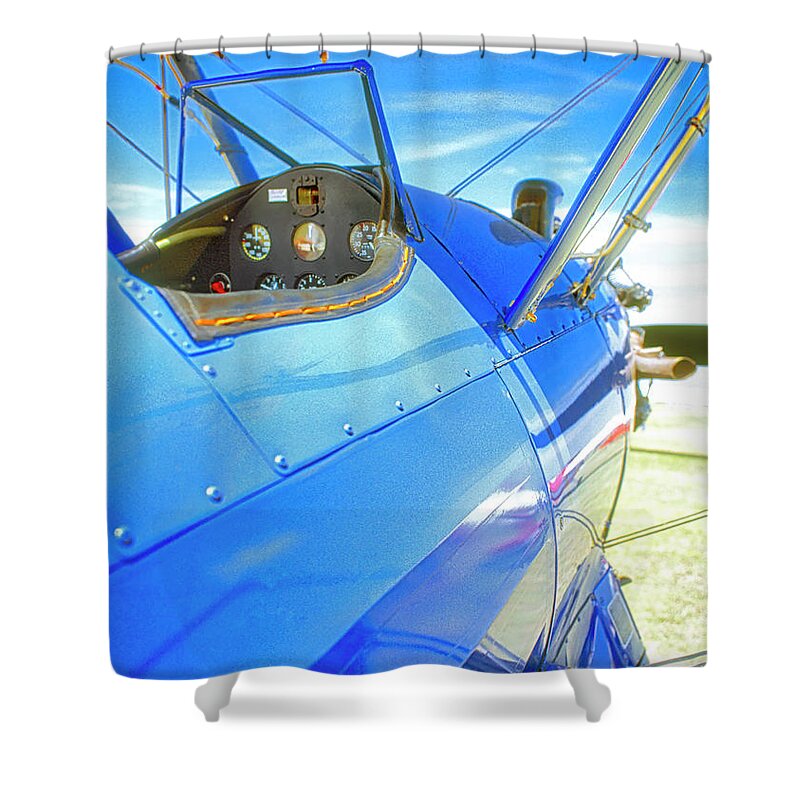 Vintage Shower Curtain featuring the photograph Blue and Yellow bi wing by Tom Jelen