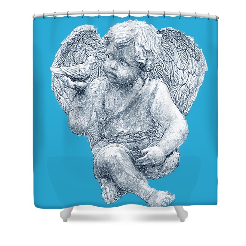 Angel Shower Curtain featuring the photograph Blue Angel Cutout by Linda Phelps