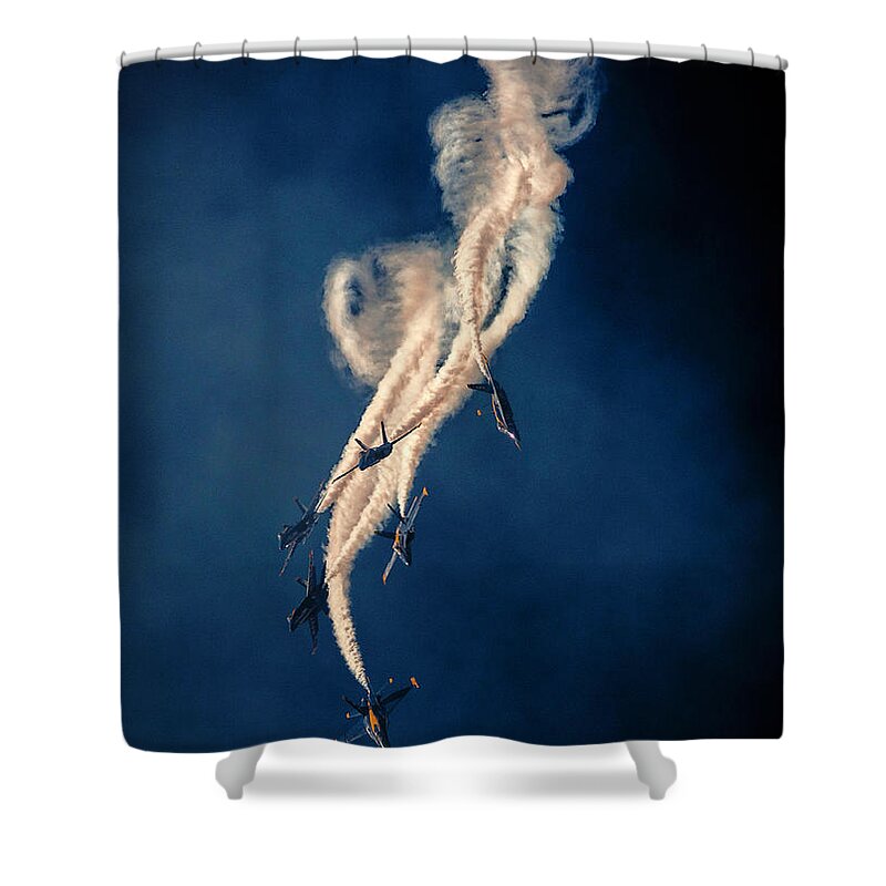 Blue Angels Shower Curtain featuring the photograph Blue Angels Breakout by John A Rodriguez