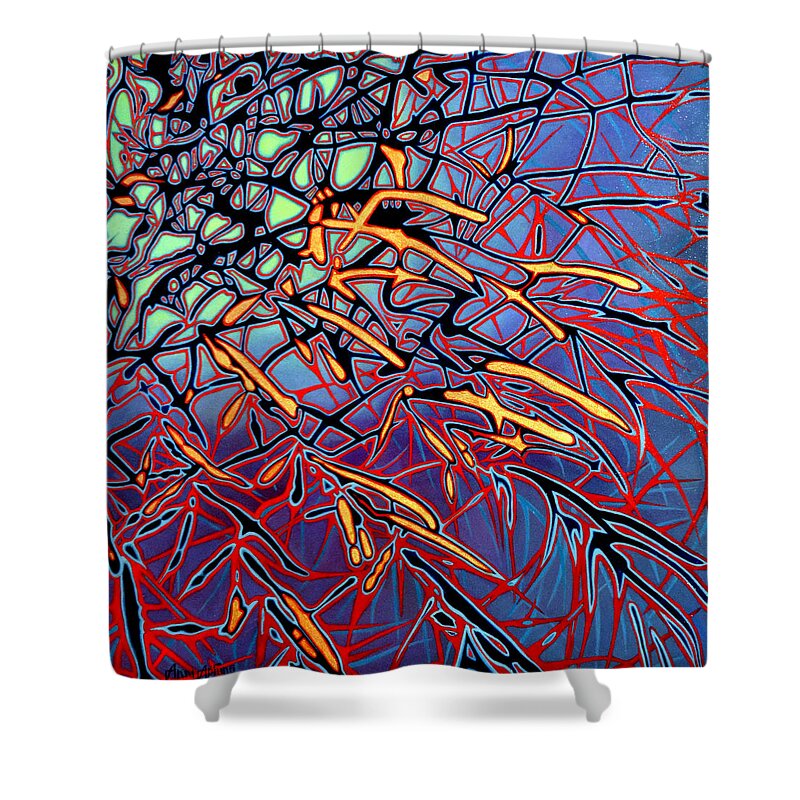 Modern Shower Curtain featuring the mixed media Blue Barrel Cactus by Anni Adkins
