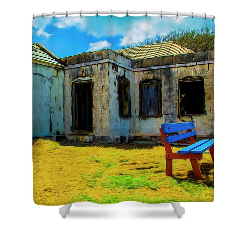 Bench Shower Curtain featuring the photograph Blue Bench by Stuart Manning