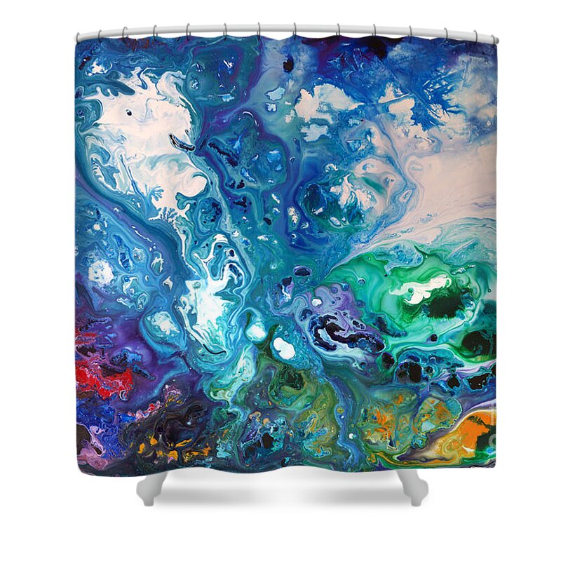 Original Shower Curtain featuring the painting Blue Billows by Sally Trace