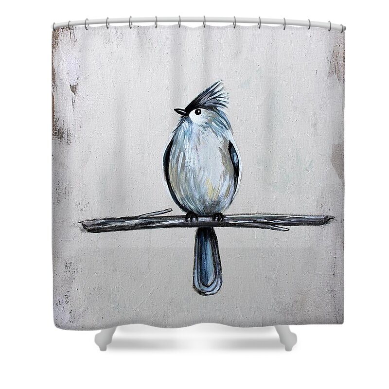 Bird Shower Curtain featuring the painting Blue Bird by Elizabeth Robinette Tyndall