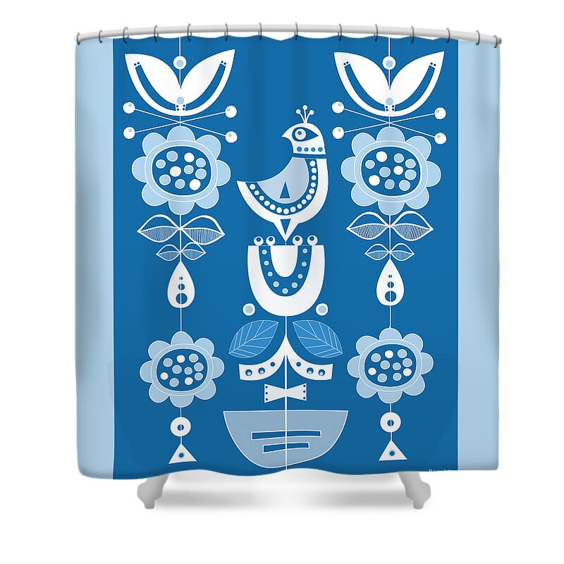 Soul Shower Curtain featuring the painting Blue Birds In Scandinavia by Little Bunny Sunshine
