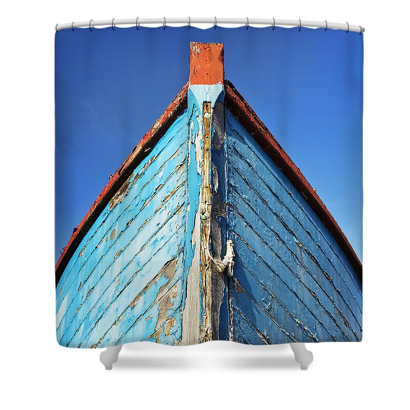 Blue Shower Curtain featuring the photograph Blue Boat by Ian Merton