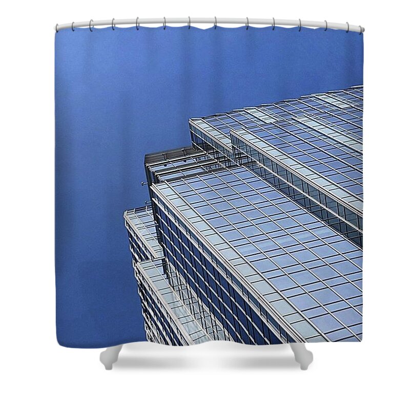 Urban Shower Curtain featuring the photograph #blue #buildings And #blueskies. I Have by Austin Tuxedo Cat