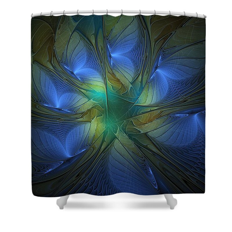 Digital Art Shower Curtain featuring the digital art Blue Butterflies by Amanda Moore