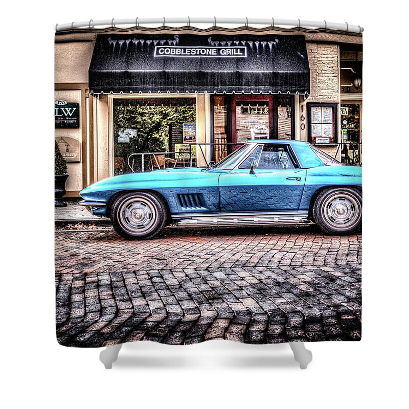 2016 Shower Curtain featuring the photograph Blue Corvette by Wade Brooks