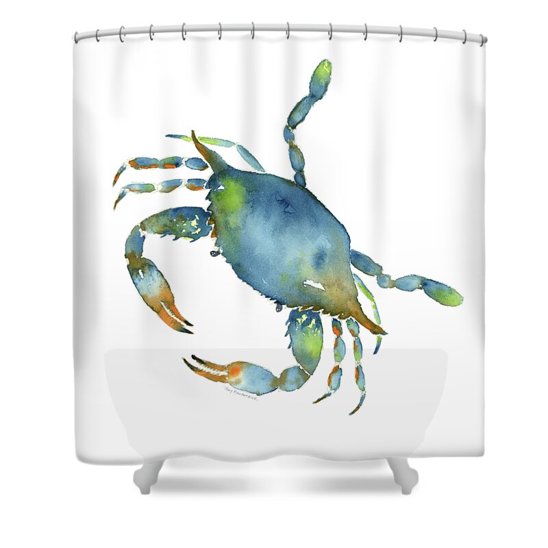 Crab Painting Shower Curtain featuring the painting Blue Crab by Amy Kirkpatrick