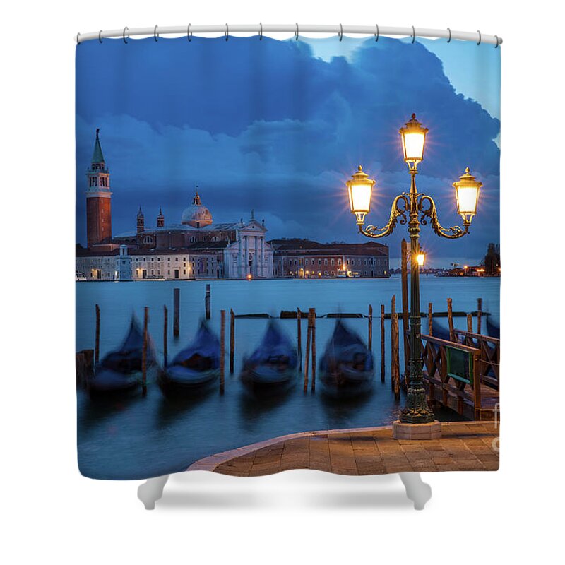 Venice Shower Curtain featuring the photograph Blue Dawn Over Venice by Brian Jannsen