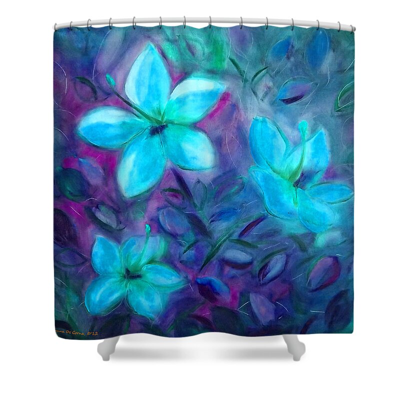 Flower Shower Curtain featuring the painting Blue Flowers by Gina De Gorna