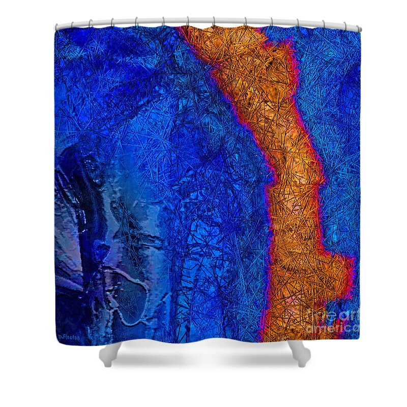 Abstract Shower Curtain featuring the painting Blue Force by Dee Flouton