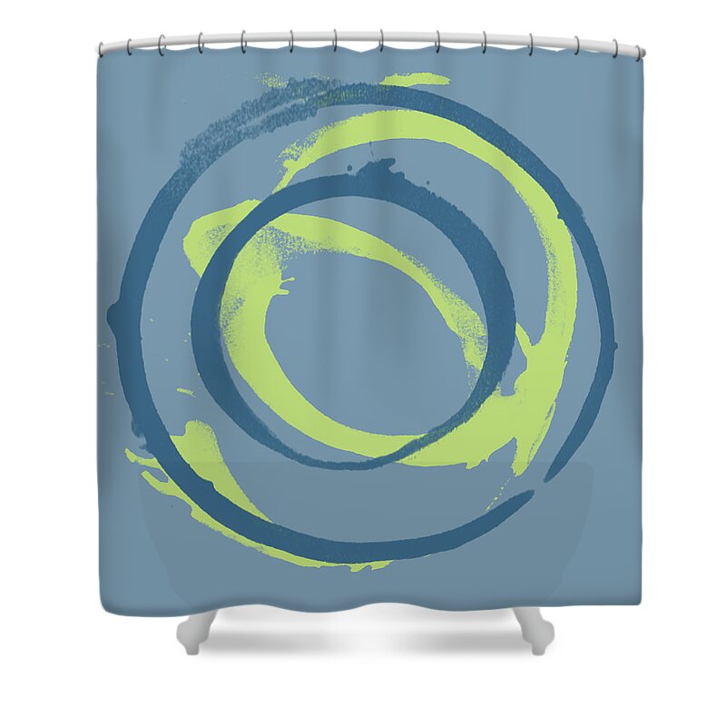 Green Shower Curtain featuring the painting Blue Green 1 by Julie Niemela