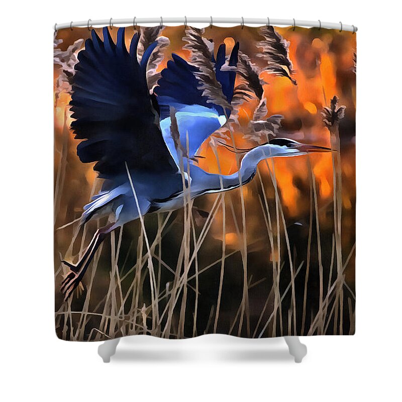 Cc2.0/by/ Shower Curtain featuring the photograph Blue Heron by Jack Torcello