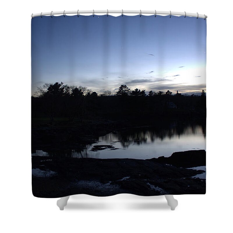 Sunset Shower Curtain featuring the photograph Blue Hill Bay After Dark by Greg DeBeck