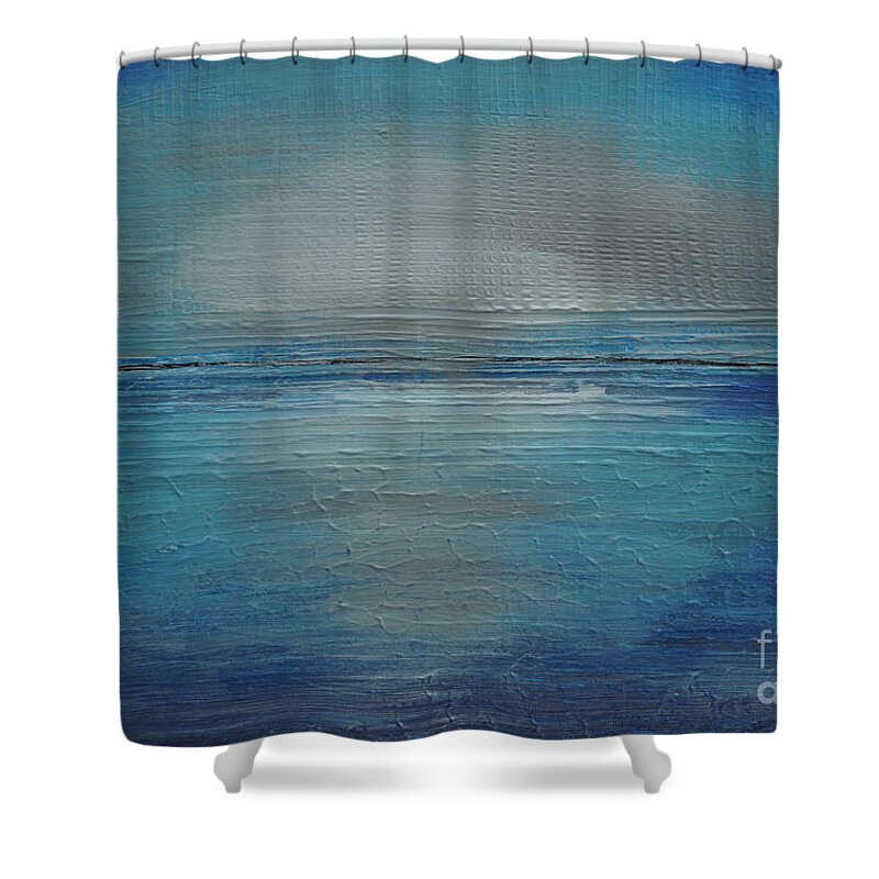 Abstract Shower Curtain featuring the painting Blue Horizon by Jimmy Clark