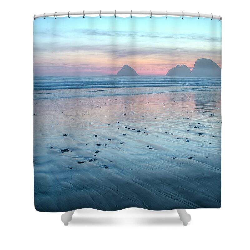 Oregon Seascape Shower Curtain featuring the photograph Blue Hour in Oceanside by Kristina Rinell