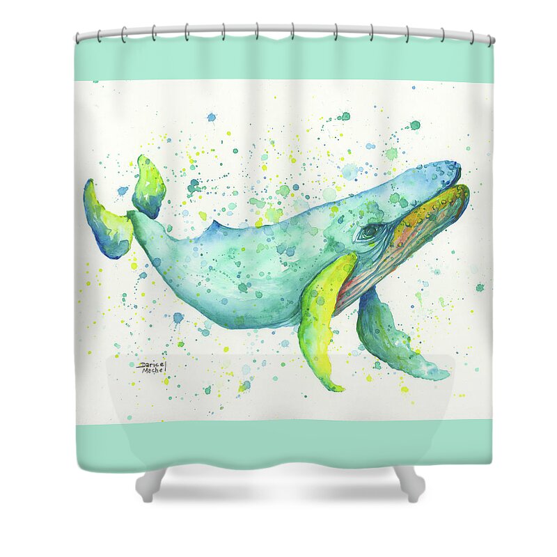 Darice Shower Curtain featuring the painting Blue Humpback by Darice Machel McGuire