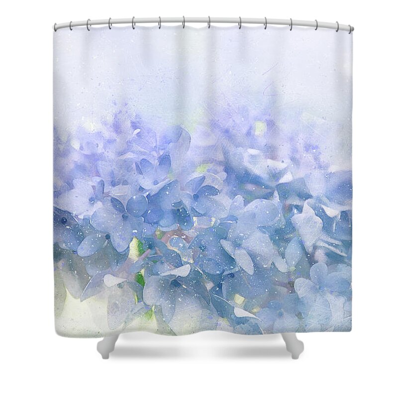 Hydrangea Shower Curtain featuring the digital art Blue Hydrangea Light by Terry Davis