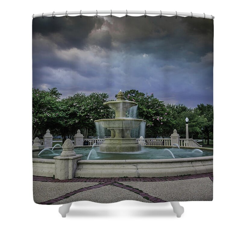Water Fountains Shower Curtain featuring the photograph Blue Jackets Park by Jaime Mercado