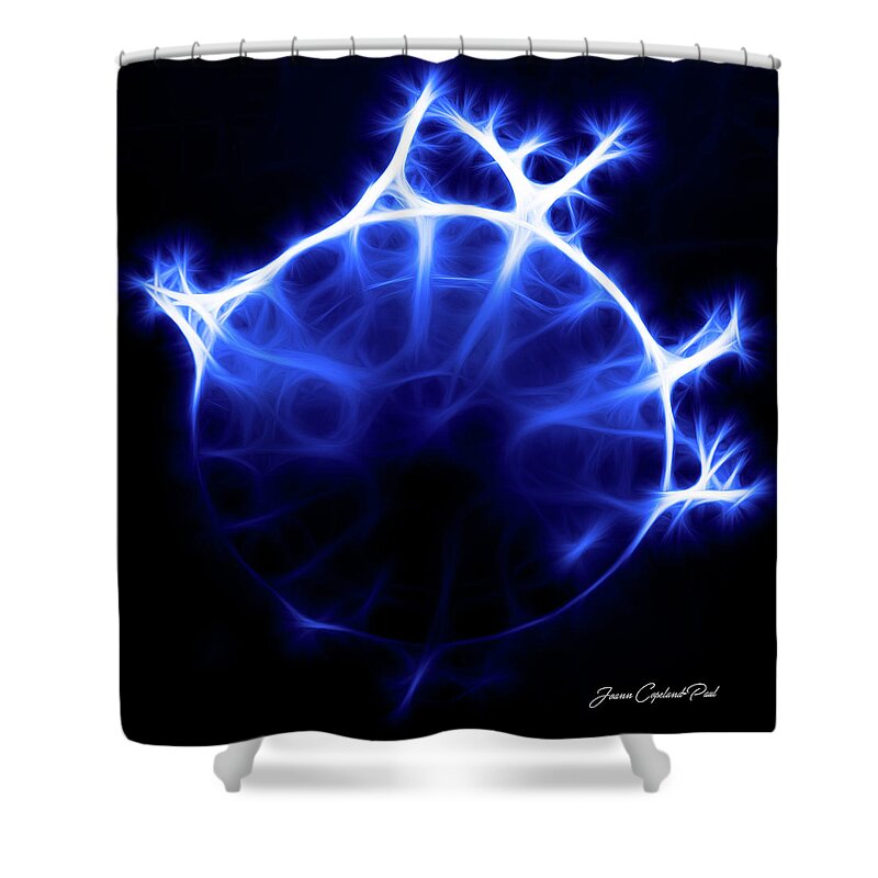 Blue Shower Curtain featuring the photograph Blue Jelly Fish by Joann Copeland-Paul