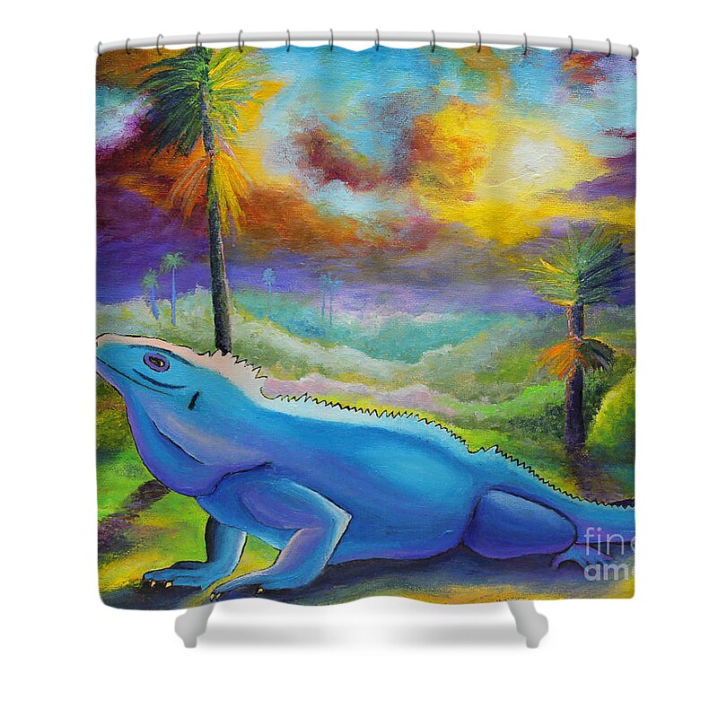 Trees Shower Curtain featuring the painting Blue by Jerome Wilson