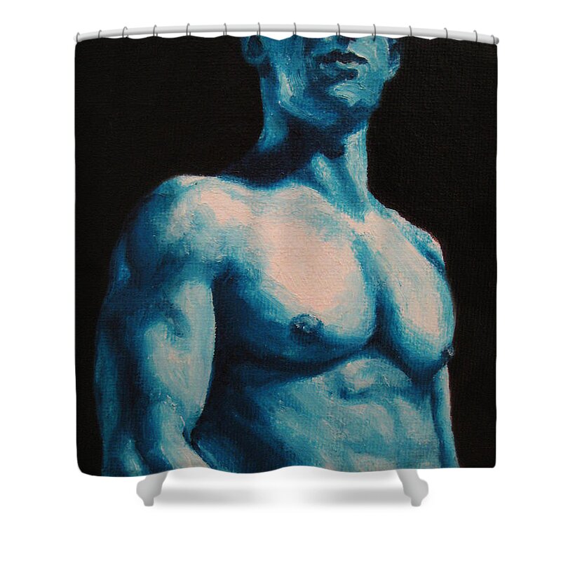 Nude Shower Curtain featuring the painting Blue by Jindra Noewi