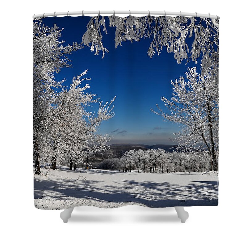 Mountains Shower Curtain featuring the photograph Blue Knob by Lois Bryan