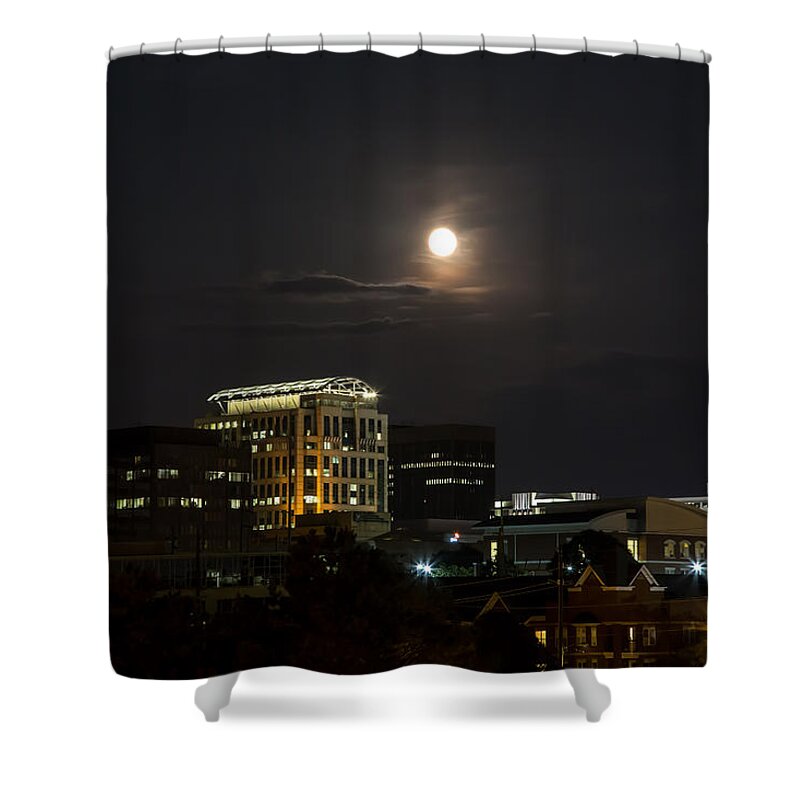 Blue Shower Curtain featuring the photograph Blue Moon 2015 by Charles Hite