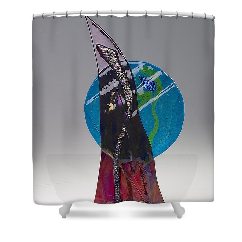 Fused Art Glass Shower Curtain featuring the photograph Blue Moon Rising by Mykel Davis