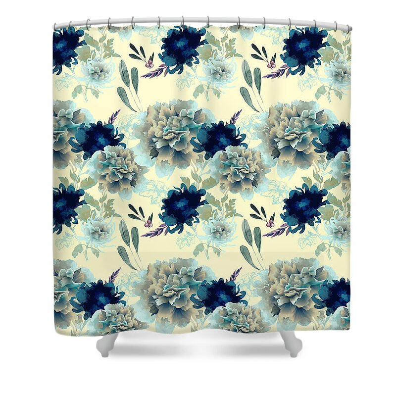 Mum Shower Curtain featuring the digital art Blue Mum by Spacefrog Designs