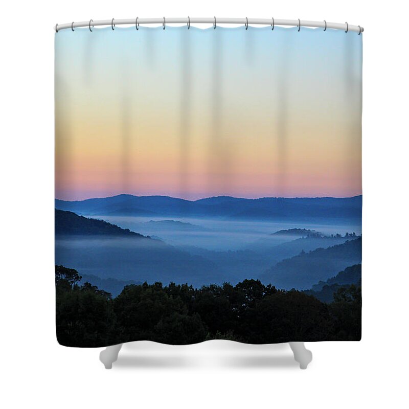 Blue Ridge Mountains Shower Curtain featuring the photograph Blue Ridge Dawn by Dale R Carlson