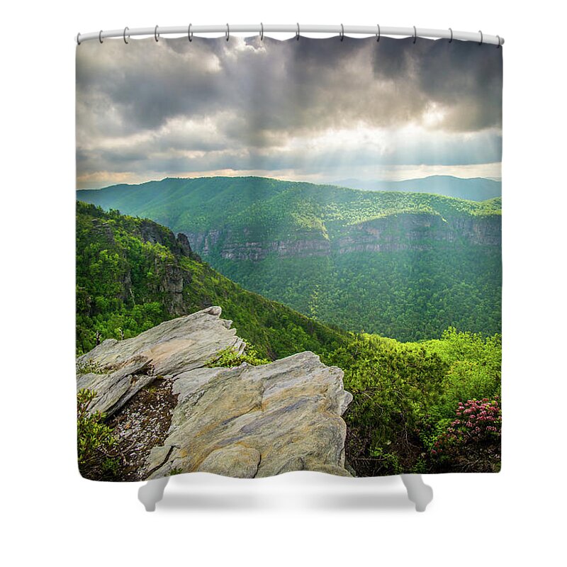 Spring Shower Curtain featuring the photograph Blue Ridge Mountains NC Gorge-ous Light by Robert Stephens