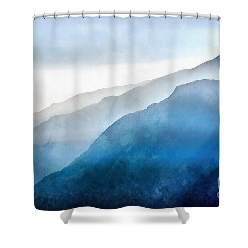 Skyway Shower Curtain featuring the painting Blue Ridge Mountians by Edward Fielding