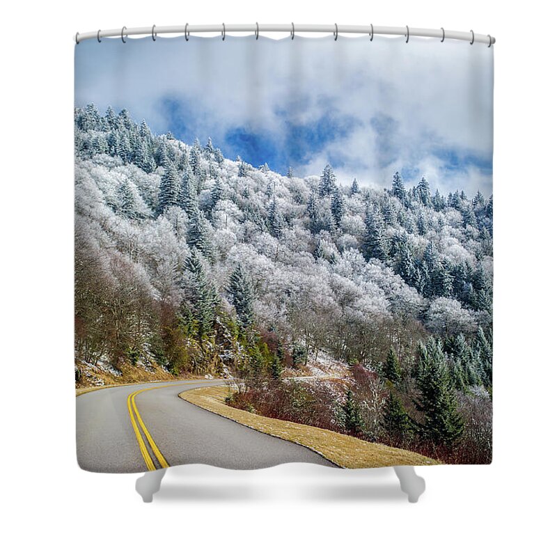 Ice Shower Curtain featuring the photograph Blue Ridge Parkway NC Icing On Top by Robert Stephens