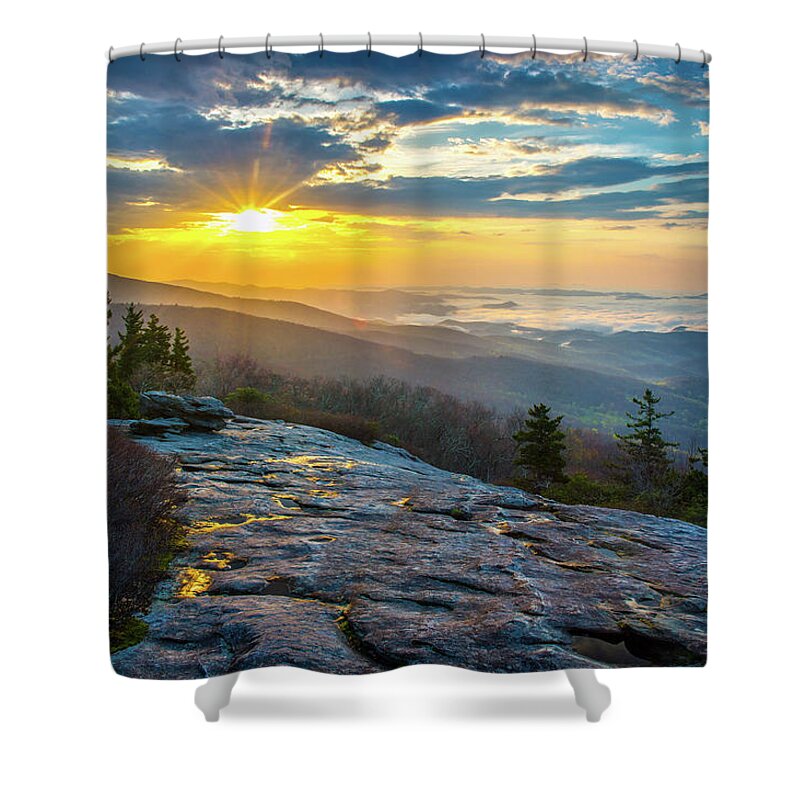 Morning Shower Curtain featuring the photograph Blue Ridge Parkway NC Shine On by Robert Stephens