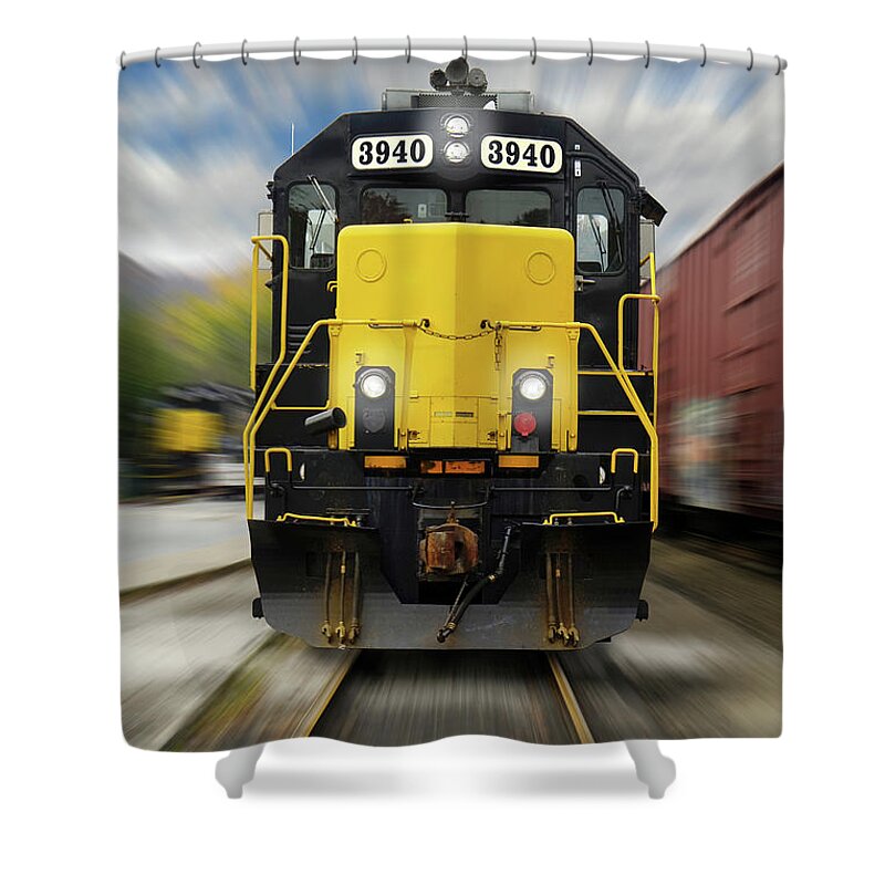 Railroad Shower Curtain featuring the photograph Blue Rridge Southern 3940 On The Move by Mike McGlothlen